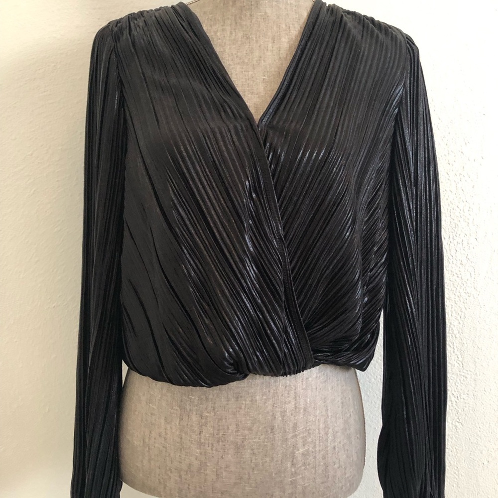 Astr Black Pleated Blouse